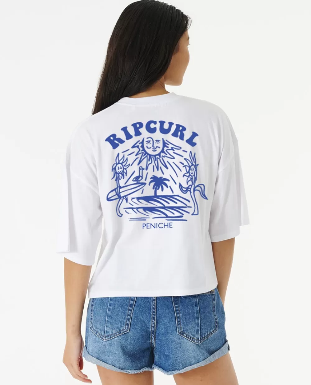 Rip Curl VESTUÁRIO | T-shirts e manga cava>Camisola De Licra Day Break De Manga Curta Para Rapariga WHITE/BLUE