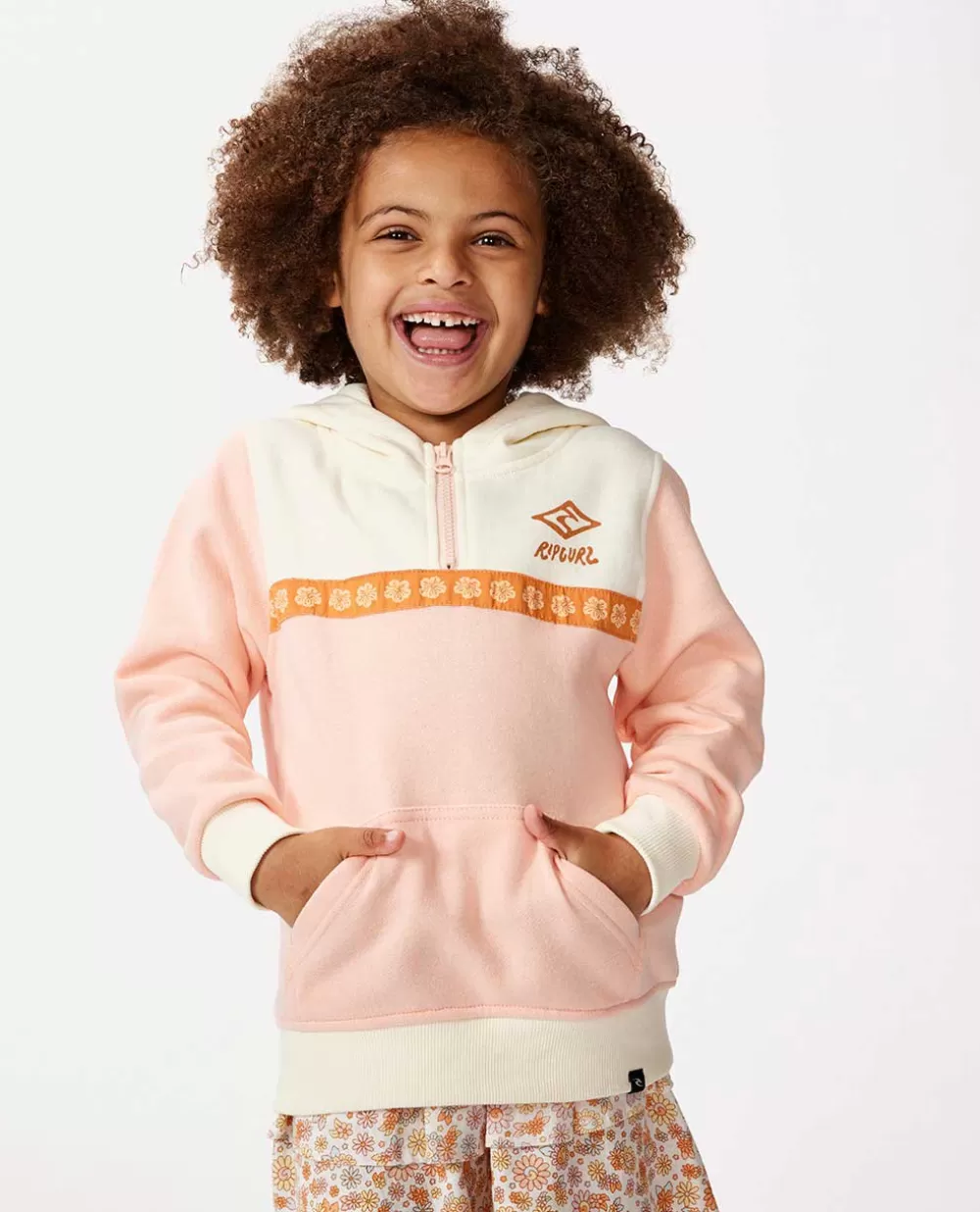 Rip Curl VESTUARIOPARARAPARIGA | Camisolas com capuz e pulôveres>Camisola Em Velo Com Capuz E Fecho De Correr La Tropica Para Rapariga Peach