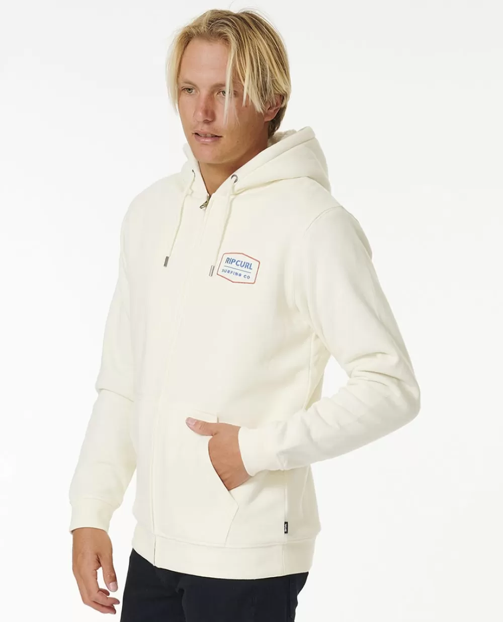 Rip Curl Vestuário | Camisolas com capuz e pulôvers>Camisola Em Velo Com Capuz E Fecho De Correr Marking Lined Bone