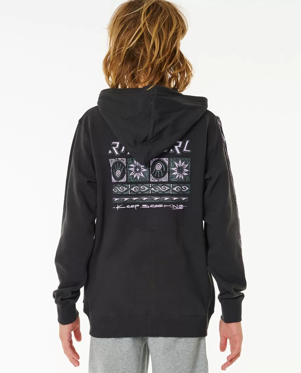 Rip Curl VESTUARIOPARA RAPAZ | Camisolas com capuz e pulôveres>Camisola Em Velo Com Capuz E Fecho De Correr Pure Surf Para Rapaz Washed Black