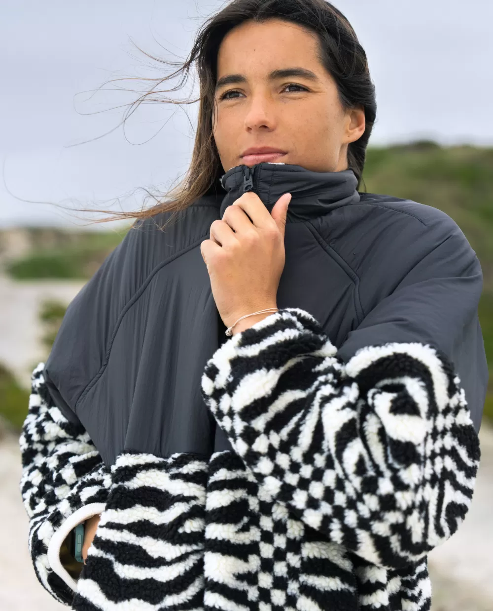 Rip Curl VESTUÁRIO | Camisolas com capuz e pulôveres>Camisola Em Velo Com Fecho De Correr Anti-Series Sun Tribe Black