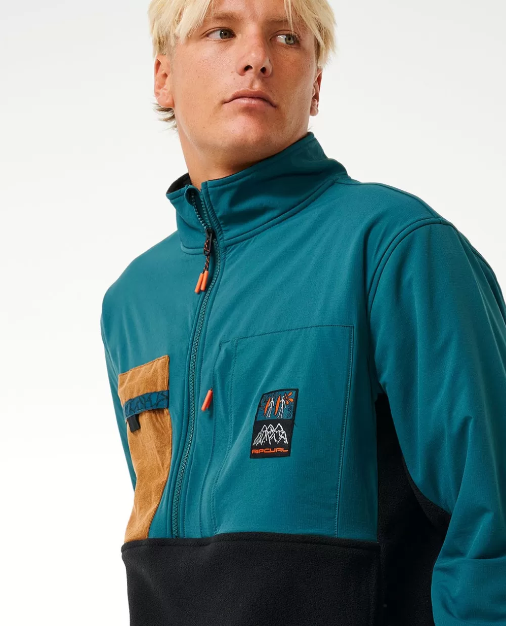 Rip Curl Vestuário | Camisolas com capuz e pulôvers>Camisola Em Velo De Gola Redonda Com Fecho De Correr Anti-Series Journey Blue Green