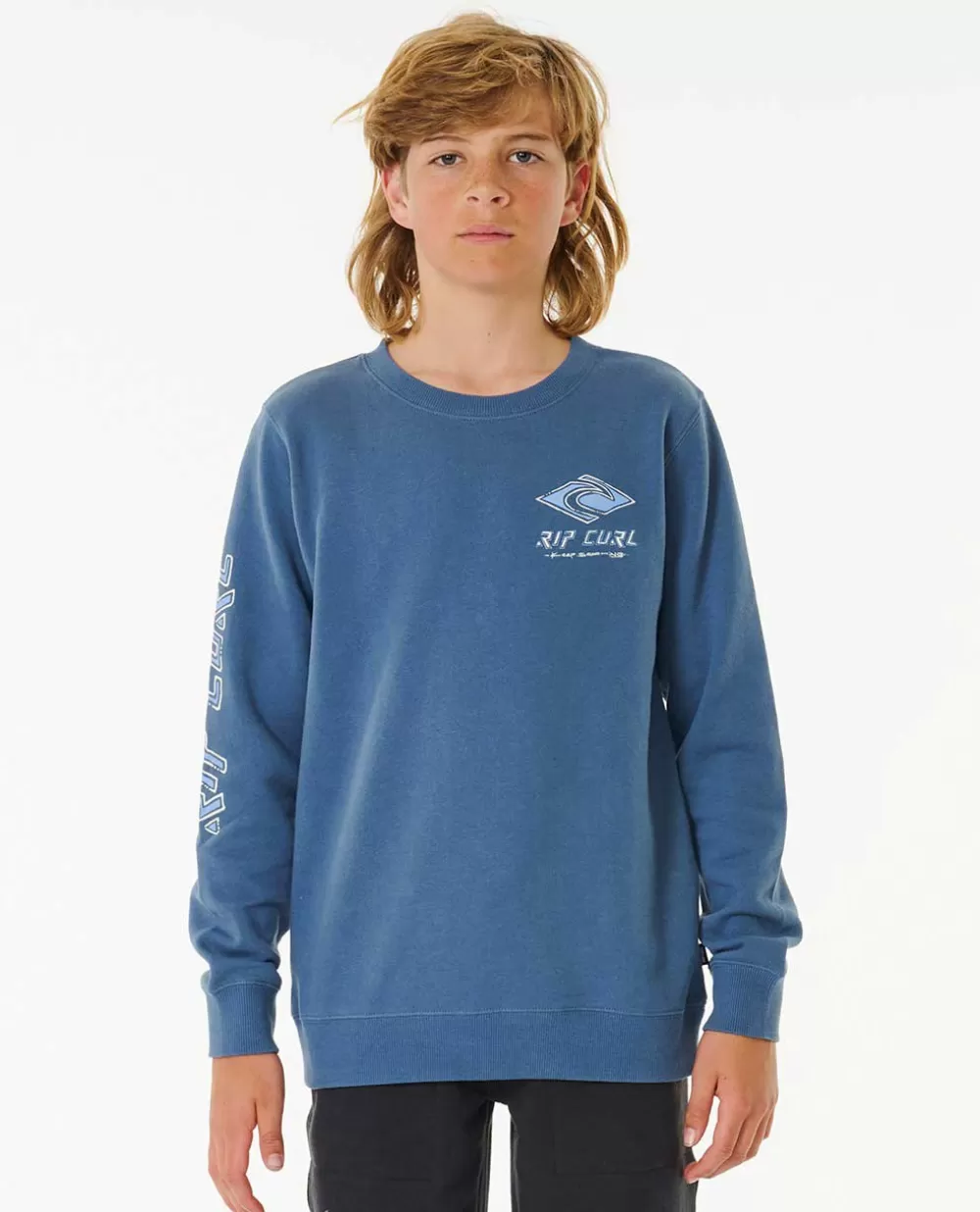 Rip Curl VESTUARIOPARA RAPAZ | Camisolas com capuz e pulôveres>Camisola Em Velo De Gola Redonda Pure Surf Para Rapaz Vintage Navy