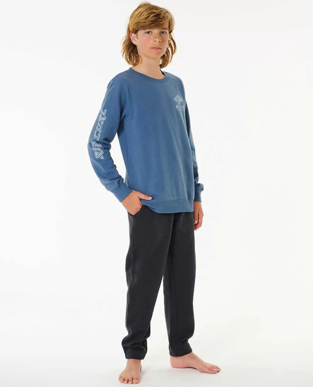 Rip Curl VESTUARIOPARA RAPAZ | Camisolas com capuz e pulôveres>Camisola Em Velo De Gola Redonda Pure Surf Para Rapaz Vintage Navy