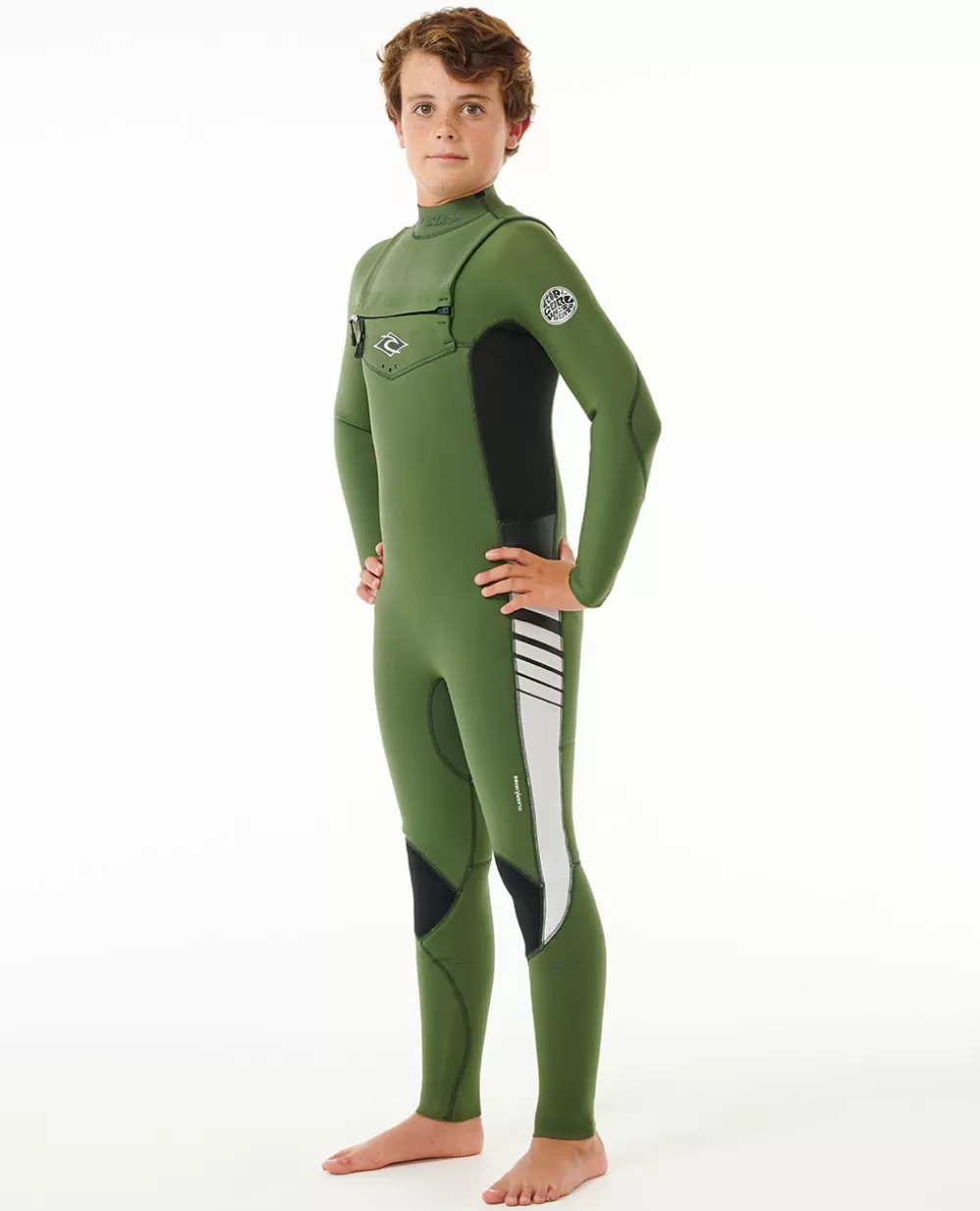 Rip Curl FATOS DEMERGULHOPARA RAPAZ | Steamers>Fato De Mergulho Júnior Dawn Patrol 3/2 Com Fecho De Correr No Peito Green