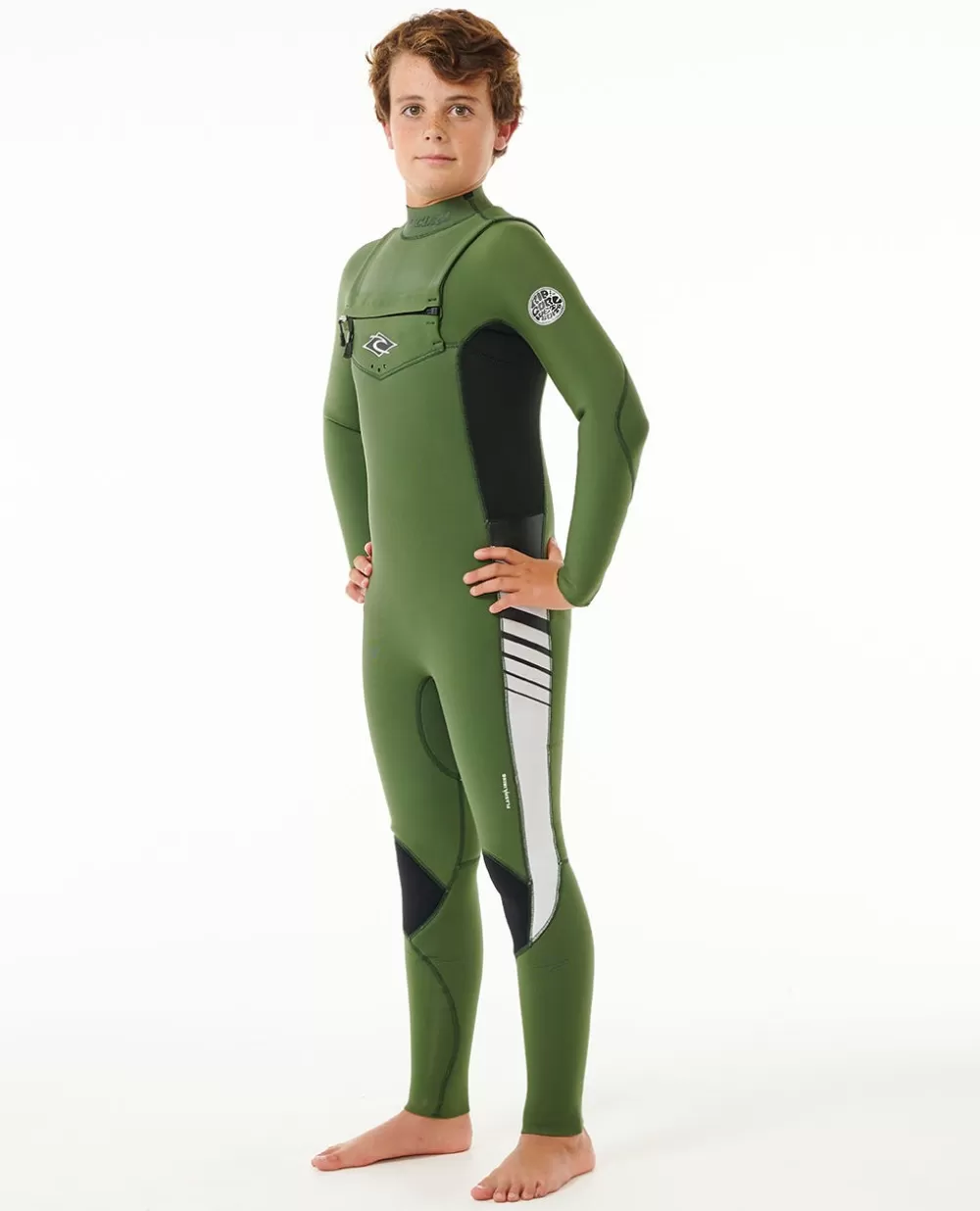 Rip Curl FATOS DEMERGULHOPARA RAPAZ | Steamers>Fato De Mergulho Júnior Dawn Patrol 4/3 Com Fecho De Correr No Peito Green