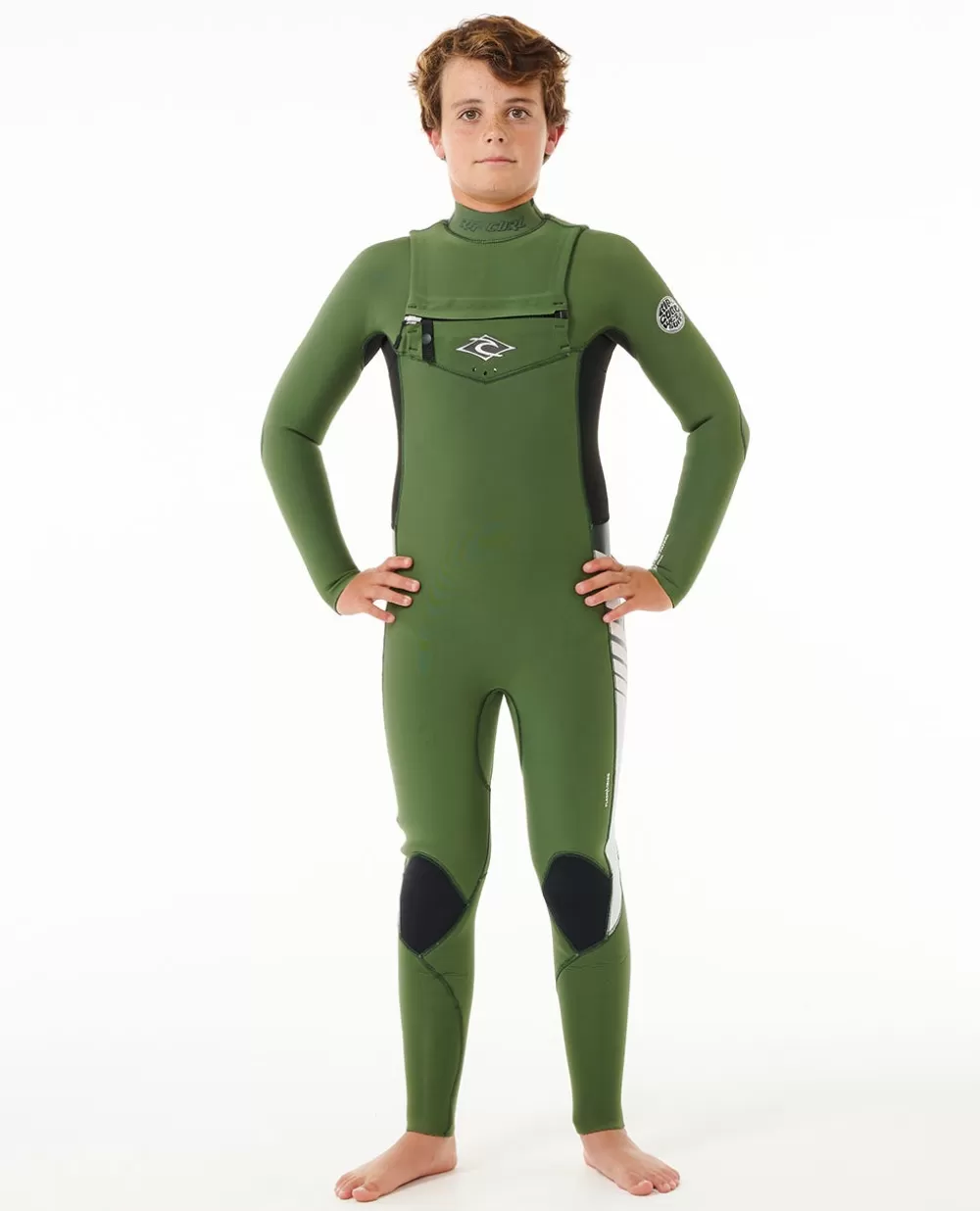 Rip Curl FATOS DEMERGULHOPARA RAPAZ | Steamers>Fato De Mergulho Júnior Dawn Patrol 4/3 Com Fecho De Correr No Peito Green