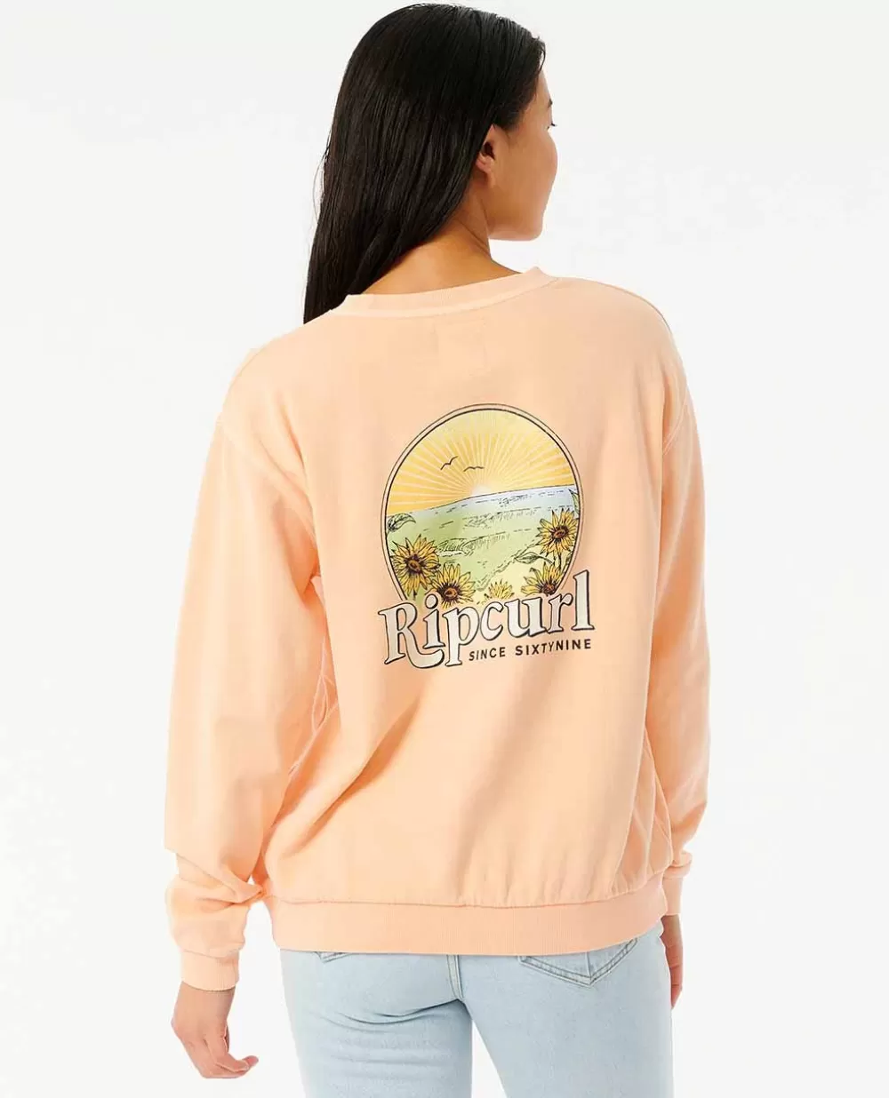 Rip Curl Camisolas com capuz e pulôveres>Golden Hour Relaxed Crew Em Velo Peach