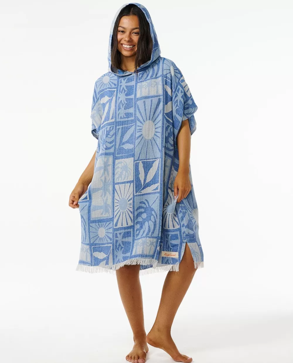 Rip Curl EQUIPAMENTO | Toalhas e Ponchos>Poncho De Toalha Com Capuz Santorini Sun Blue