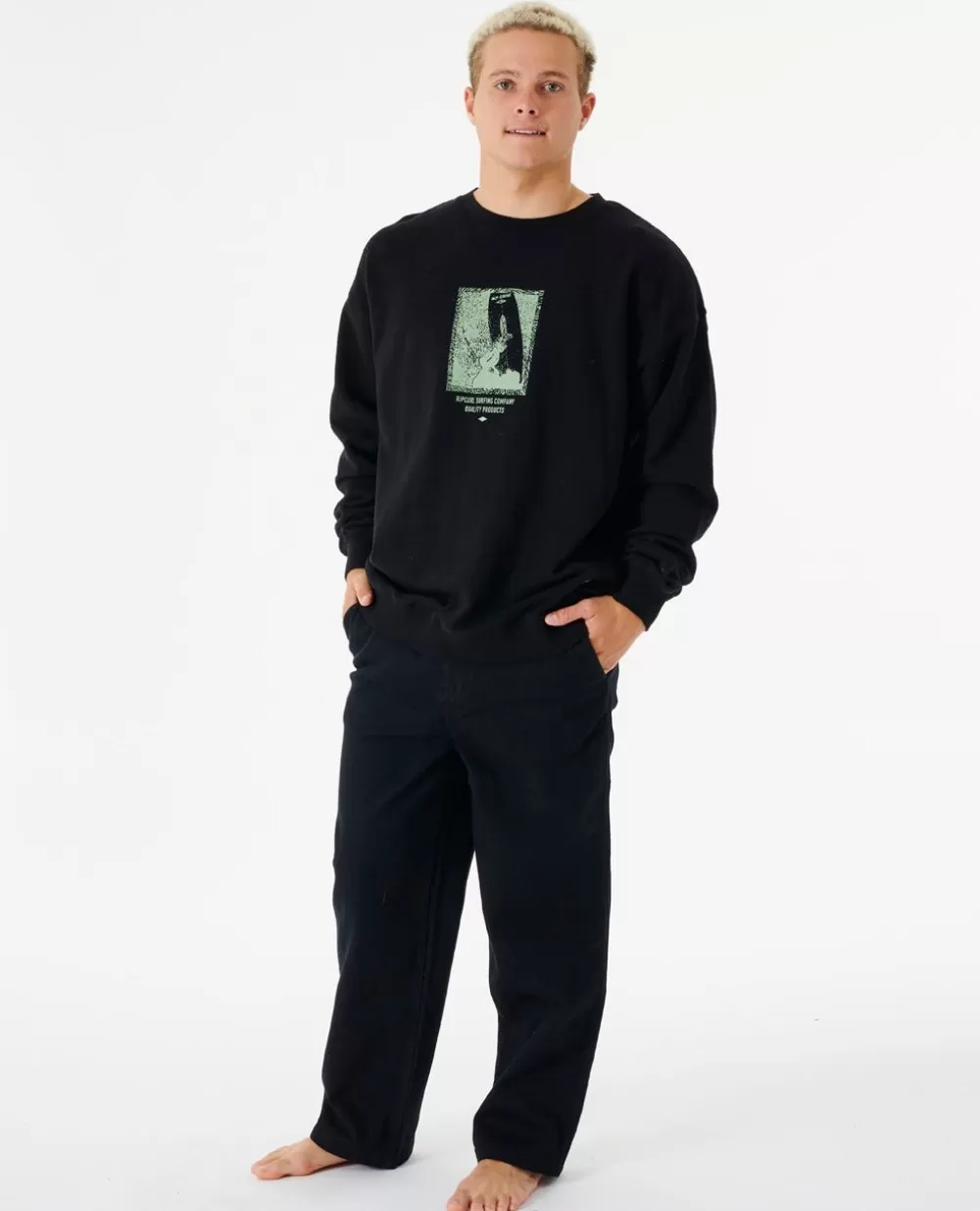 Rip Curl Camisolas com capuz e pulôvers | Quality Surf Products>Quality Surf Products Crew Em Velo Black