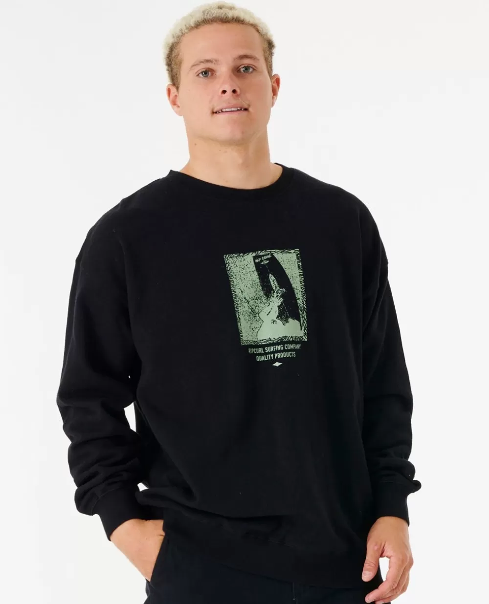 Rip Curl Camisolas com capuz e pulôvers | Quality Surf Products>Quality Surf Products Crew Em Velo Black