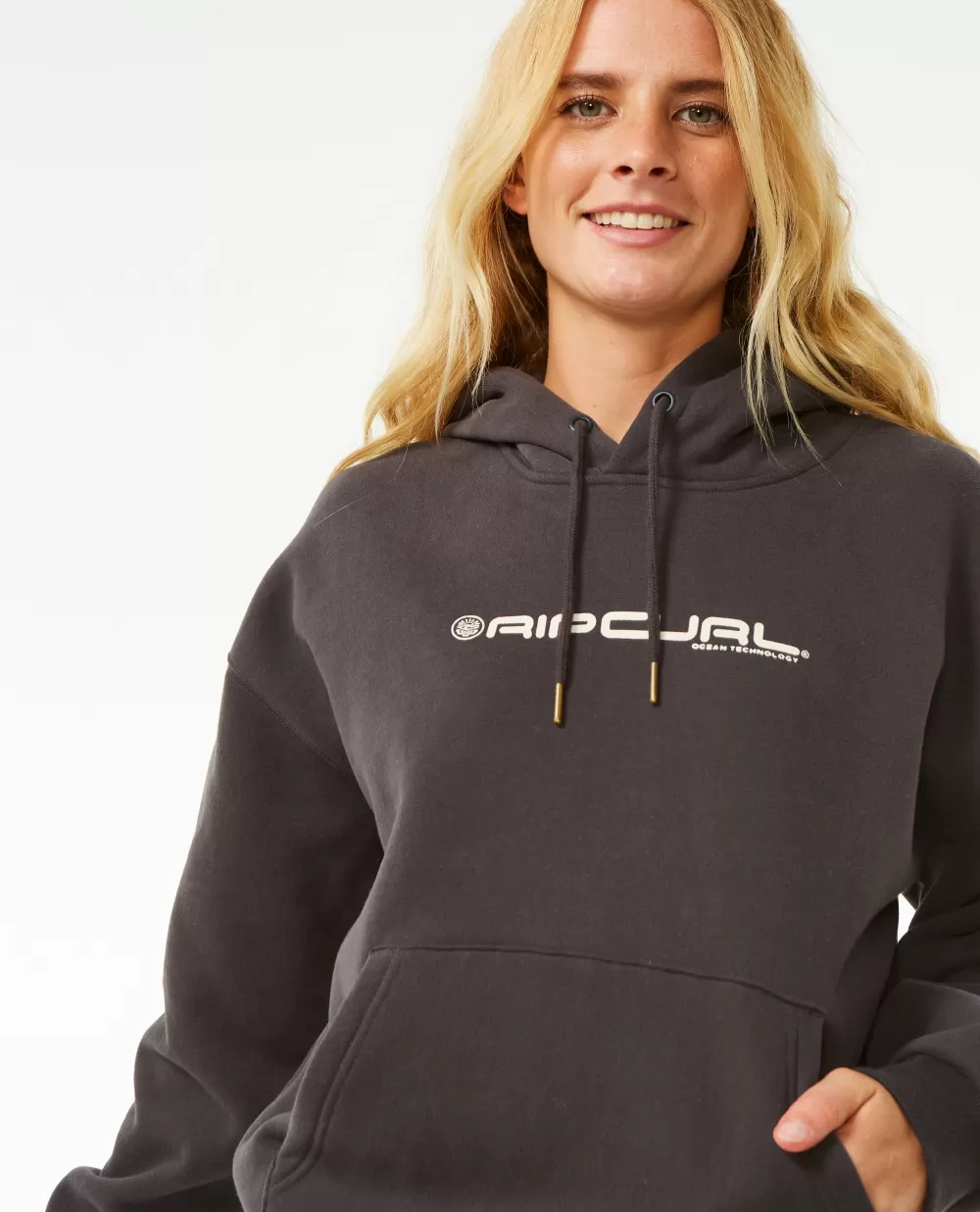 Rip Curl VESTUÁRIO | Camisolas com capuz e pulôveres>Tecido Com Capuz Ocean Tech Heritage Washed Black