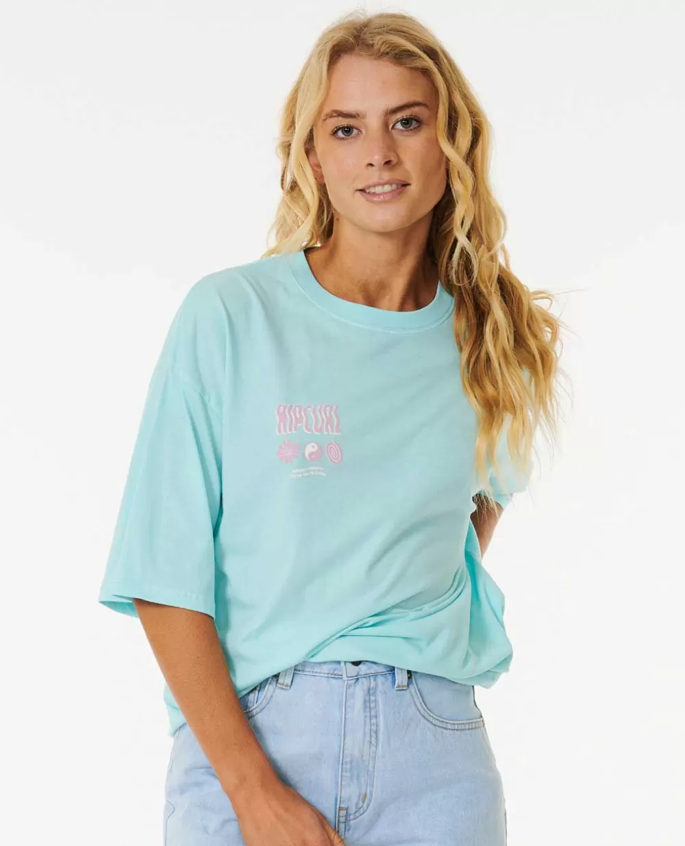 Rip Curl VESTUÁRIO | T-shirts e manga cava>T-shirt De Manga Curta Cosmic Dreams Heritage Light Blue