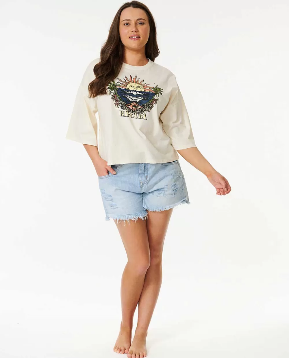 Rip Curl VESTUÁRIO | T-shirts e manga cava>T-shirt De Manga Curta Shore Break Heritage Crop