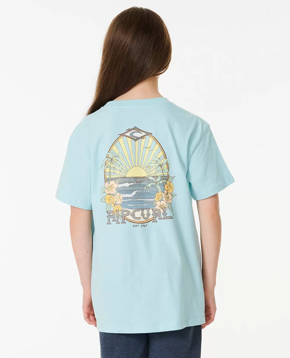 Rip Curl VESTUARIOPARARAPARIGA | Tops e t-shirts>T-shirt De Manga Curta Shore Break Para Rapariga Light Blue