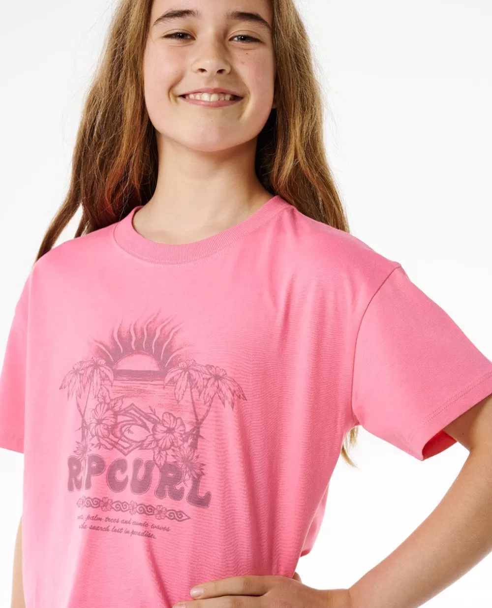 Rip Curl VESTUARIOPARARAPARIGA | Tops e t-shirts>T-shirt Hibiscus Heat Crop Para Rapariga Pink