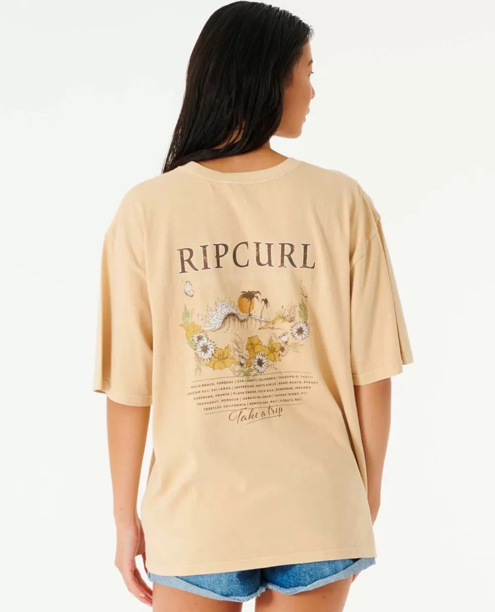 Rip Curl T-shirts e manga cava>T-shirt Oceans Together Heritage De Manga Média Natural