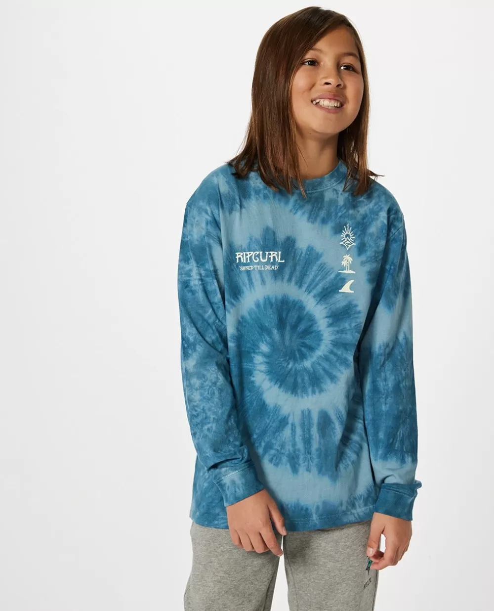 Rip Curl VESTUARIOPARA RAPAZ | Tops e t-shirts>T-shirt Shred Tie Dye De Manga Comprida Para Rapaz Aqua