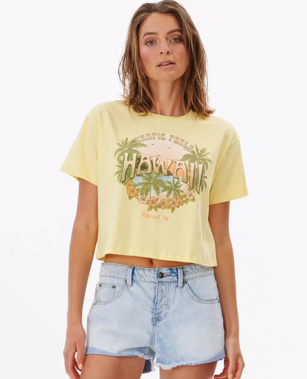 Rip Curl T-shirts e manga cava>T-shirt Tropic Feels Crop Rip Curl White